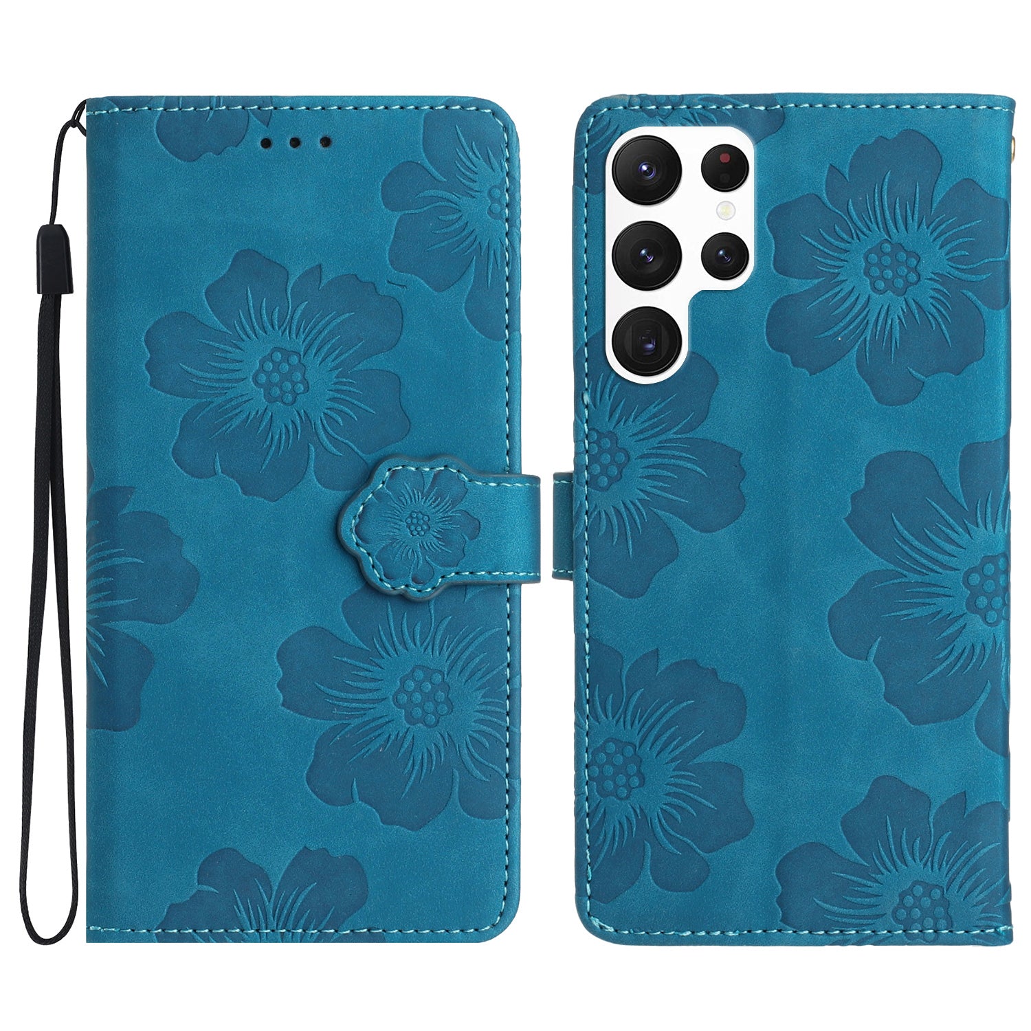 For Samsung Galaxy S22 Ultra 5G Smartphone Case Stand Flowers Imprinted PU Leather Wallet Phone Cover For Samsung Galaxy S22 Ultra 5G Smartphone Case Stand Flowers Imprinted PU Leather Wallet Phone Cover